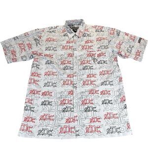 Vintage 90s Snoop Dog Sz XL Monogram Logo Button AOP Shirt Streetwear Style HTF